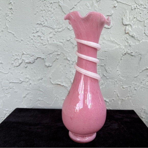 MURANO Vintage Italy Handblown Artglass Ruffled Spiral Twist Vase - Picture 4 of 9
